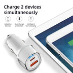 A6 USB and Type-C Dual Port Car Charger QC3.0 + PD 30W Fast Charger with Ambient Light, A6