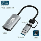 HU-08A 1080P 60Hz HD Capture Adapter HDMI to USB 3.0 / Type-C 2 in 1 Video Capture Card, HU-08A