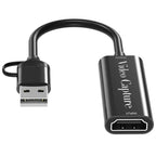 HU-02A Live Streaming Adapter Cable HDMI to USB / Type-C 2 in 1 Video Capture Card, HU-02A