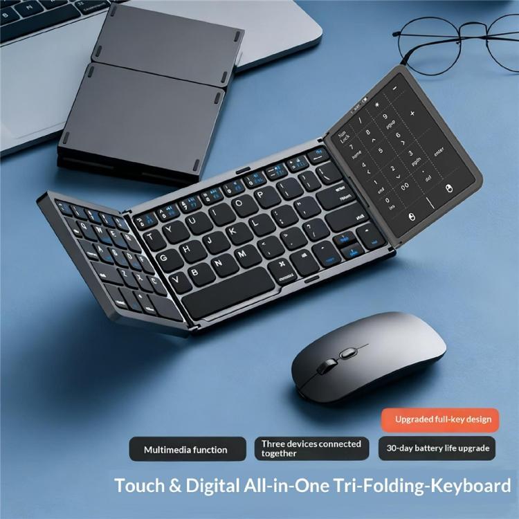 B089 ST Ultra Thin Tri-Folding Wireless Bluetooth Keyboard With Smart Trackpad, B089 ST