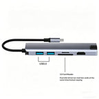 HC-75LC 4K HD PD100W Charging Gigabit Ethernet 7 in 1 USB-C Hub with USB 3.0 SD / TF Card Reader, HC-75LC