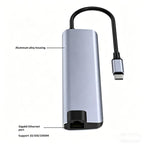 HC-75LC 4K HD PD100W Charging Gigabit Ethernet 7 in 1 USB-C Hub with USB 3.0 SD / TF Card Reader, HC-75LC