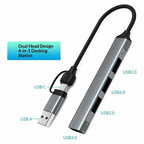 HC-77 Aluminum Alloy Portable USB-C / USB-A Plug HUB USB3.0 & 3 x USB 2.0 Docking Station, HC-77