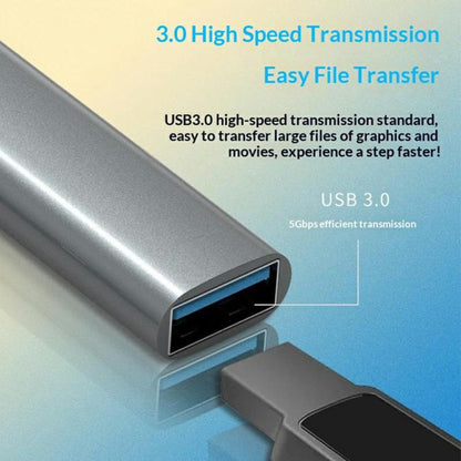 HC-77 Aluminum Alloy Portable USB-C / USB-A Plug HUB USB3.0 & 3 x USB 2.0 Docking Station, HC-77