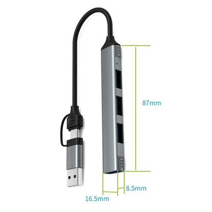 HC-77 Aluminum Alloy Portable USB-C / USB-A Plug HUB USB3.0 & 3 x USB 2.0 Docking Station, HC-77