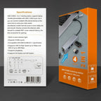 HC-78 USB-C / USB-A to USB3.0 / 2.0 RJ45 Network Card Splitter 4 in 1 Hub Ethernet Adapter, HC-78