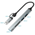 HC-77A USB-C / USB-A to USB 3.0 / 2.0 SD TF Card Reader 5 in 1 Aluminum Alloy Expansion Hub, HC-77A