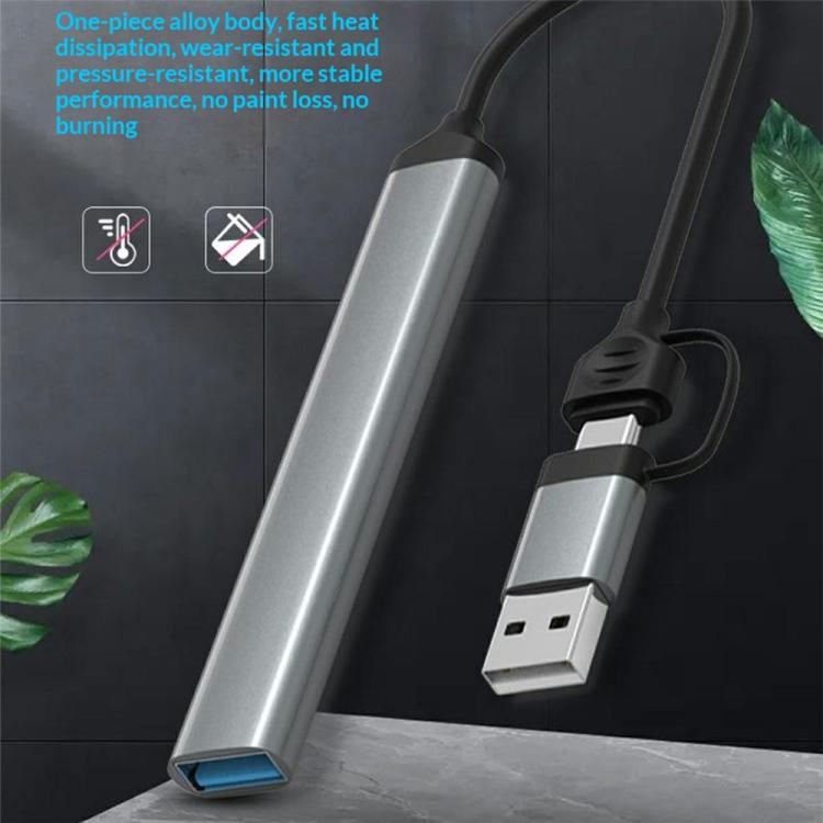 HC-77A USB-C / USB-A to USB 3.0 / 2.0 SD TF Card Reader 5 in 1 Aluminum Alloy Expansion Hub, HC-77A