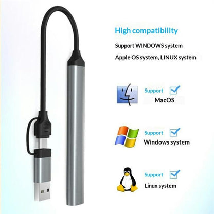 HC-77A USB-C / USB-A to USB 3.0 / 2.0 SD TF Card Reader 5 in 1 Aluminum Alloy Expansion Hub, HC-77A