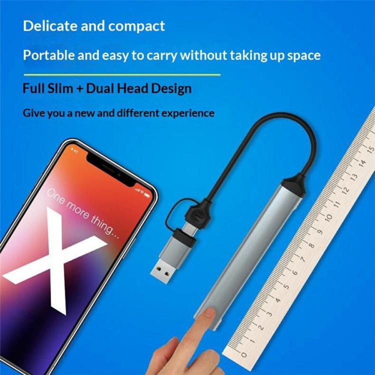 HC-77A USB-C / USB-A to USB 3.0 / 2.0 SD TF Card Reader 5 in 1 Aluminum Alloy Expansion Hub, HC-77A