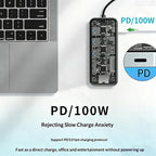 HC-87 10 in 1 USB-C Hub Gigabit Ethernet 4K HD PD 100W Charging Multi-Port Adapter, HC-87