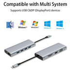 HC-84Q HD VGA RJ45 Ethernet Port Expansion Dock PD 60W Charging 11 in 1 USB-C Hub, HC-84Q