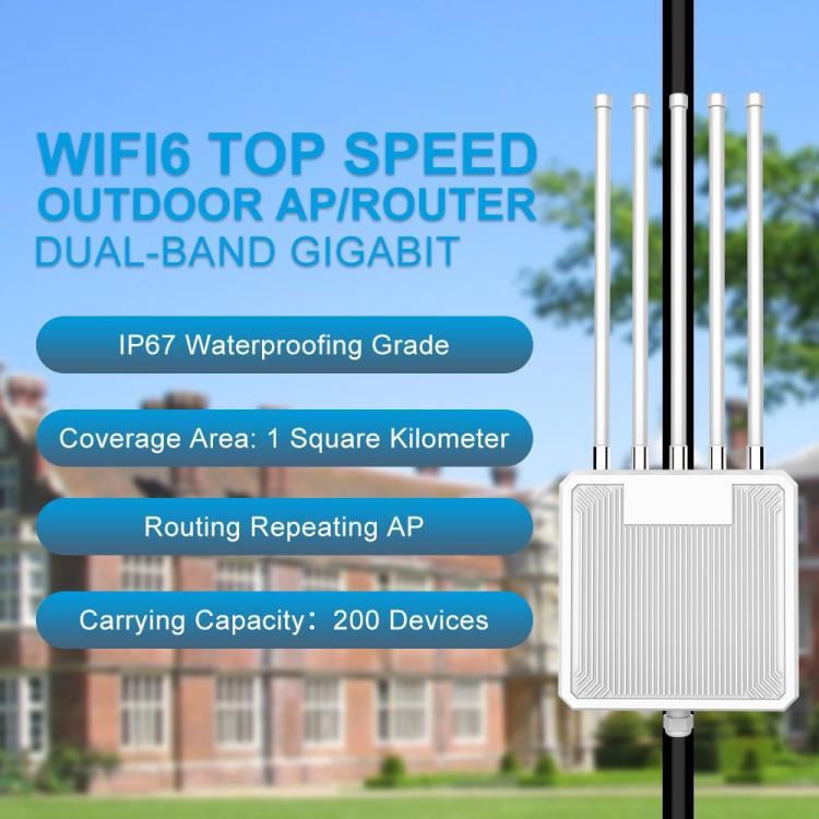 HW3000L IP67 Waterproof 3000Mbps WiFi 6 2.4 / 5G Dual Band High Gain Antenna POE Router, US Plug, EU Plug, UK Plug, AU Plug