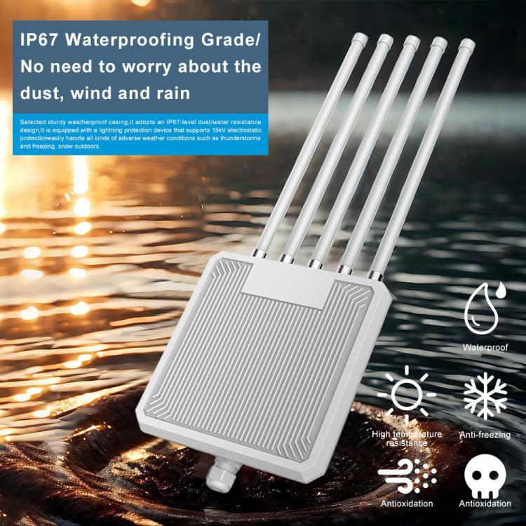 HW3000L IP67 Waterproof 3000Mbps WiFi 6 2.4 / 5G Dual Band High Gain Antenna POE Router, US Plug, EU Plug, UK Plug, AU Plug