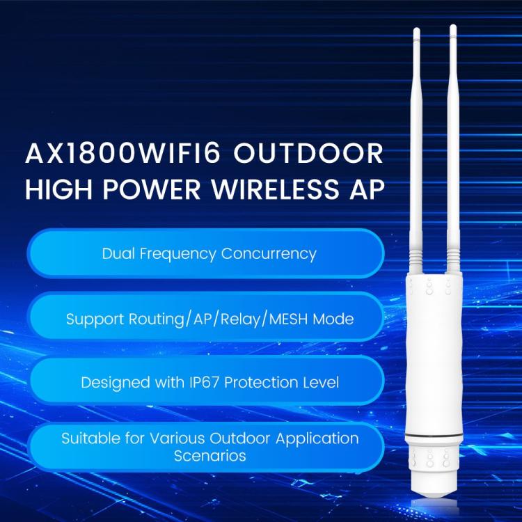 HW1800Y IP67 Waterproof Outdoor AP Repeater WiFi 6 AX1800 2.4 / 5.8G Dual Band MESH Router, US Plug, EU Plug, UK Plug, AU Plug