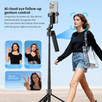 F01 For Live Streaming AI Smart Face Tracking Gimbal Selfie Stick 192cm Telescopic Tripod Stand