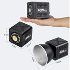 VLOGLITE P40RGB Photography 40W COB RGB Video Light 20 Effects Modes Studio Video Lamp, P40RGB