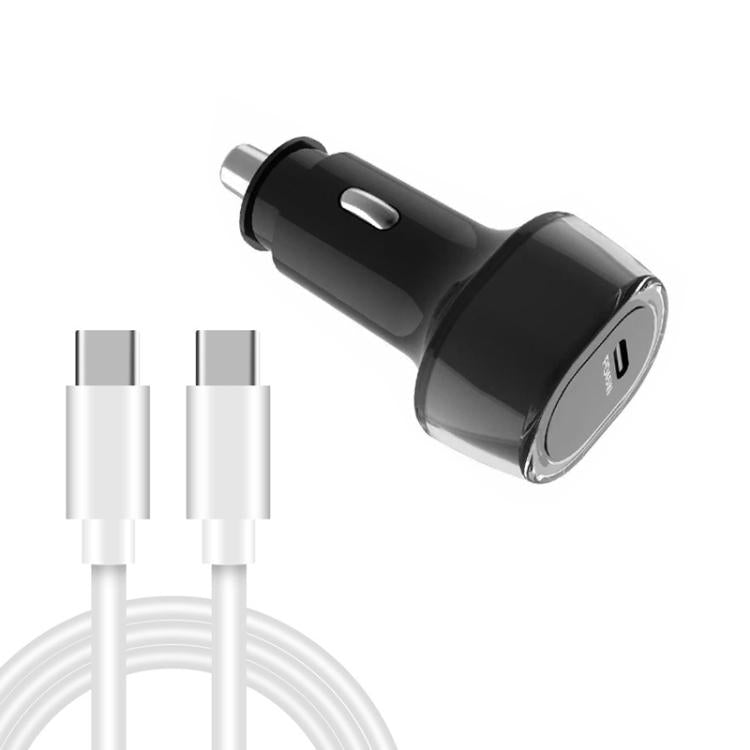 P01 PD45W Type-C / USB-C Buck Boost Car Charger with Type-C to Type-C Data Cable, with Type-C to Type-C Cable