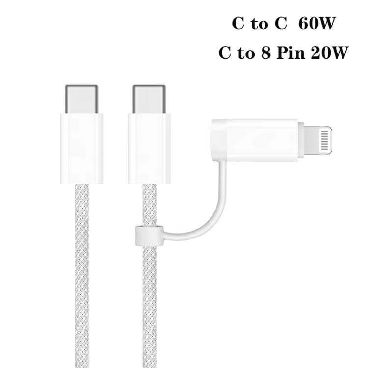 P01 PD45W Type-C / USB-C Buck Boost Car Charger with Type-C to 8 Pin and Type-C Data Cable, with Type-C to 8 Pin and Type-C Cable