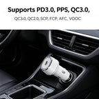 P01 PD45W Type-C / USB-C Buck Boost Car Charger with Type-C to 8 Pin and Type-C Data Cable, with Type-C to 8 Pin and Type-C Cable