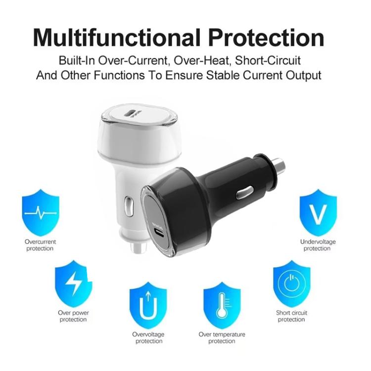 P01 PD45W Type-C / USB-C Buck Boost Car Charger with Type-C to 8 Pin and Type-C Data Cable, with Type-C to 8 Pin and Type-C Cable