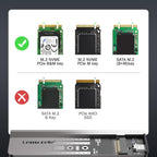 Lemorele SD2L Dual-Bay M.2 Enclosure NVMe SATA 10Gbps High-Speed Adapter, SD2L
