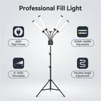 HD-150XJ 3200K-5600K Adjustable Remote Control 65W LED Photography Light 4-Arm Fill Light, US Plug, EU Plug, UK Plug, AU Plug