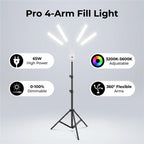 HD-150XJ 3200K-5600K Adjustable Remote Control 65W LED Photography Light 4-Arm Fill Light, US Plug, EU Plug, UK Plug, AU Plug