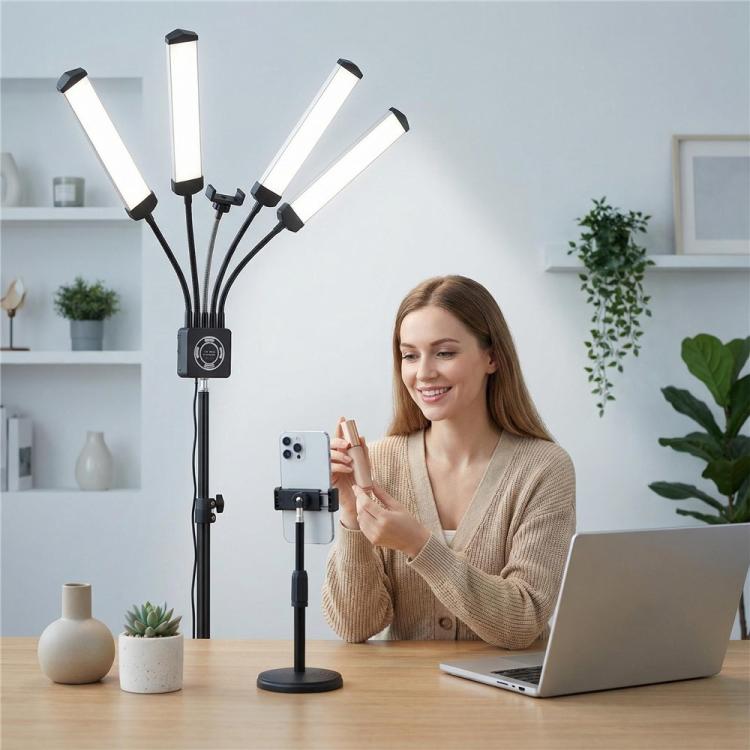 HD-150XJ 3200K-5600K Adjustable Remote Control 65W LED Photography Light 4-Arm Fill Light, US Plug, EU Plug, UK Plug, AU Plug