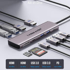 Lemorele TC91 Type-C Docking Station Triple Display Ethernet 100W PD Laptop Adapter