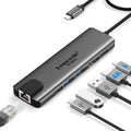 Lemorele TC44L 6 in 1 Docking Station 4K Visual Output Dual Card 100W PD Portable Connector