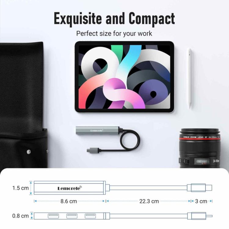 Lemorele TC57 4 in 1 Docking Station 4K Display 100W PD Laptop Portable Adapter