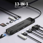 Lemorele TC100 13 in 1 Type-C Docking Station HDMI-compatible Gigabit PD Charging Adapter