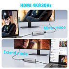 Lemorele TC38L 8 in 1 Type-C Docking Station HDMI-compatible Gigabit PD Charging Adapter