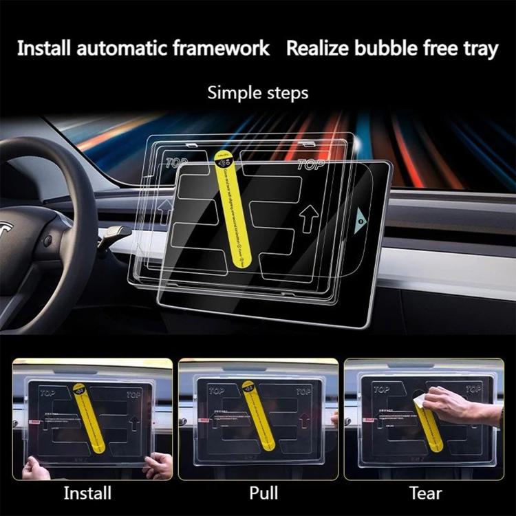Easy Install Box Dust-Free Anti-Fingerprint Car Navigator HD Tempered Glass Film, For Tesla Model Y Refresh 2025, For Tesla Model 3 Refresh, For Tesla Model 3 / Y