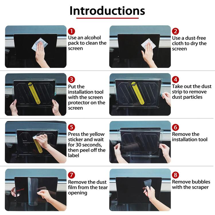 Easy Install Box Dust-Free Anti-Fingerprint Car Navigator HD Tempered Glass Film, For Tesla Model Y Refresh 2025, For Tesla Model 3 Refresh, For Tesla Model 3 / Y