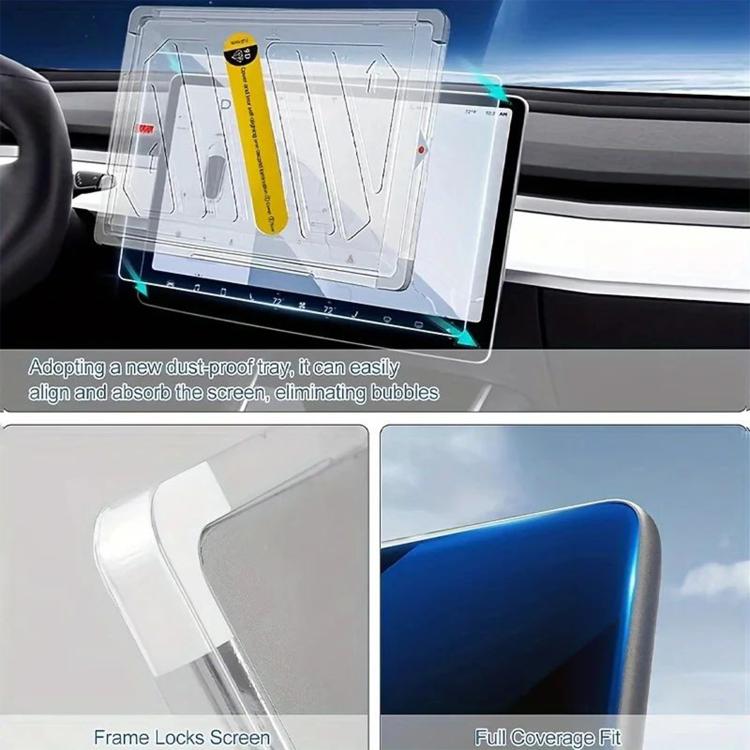 Easy Install Box Dust-Free Anti-Fingerprint Car Navigator Matte Tempered Glass Film, For Tesla Model Y Refresh 2025, For Tesla Model 3 Refresh, For Tesla Model 3 / Y