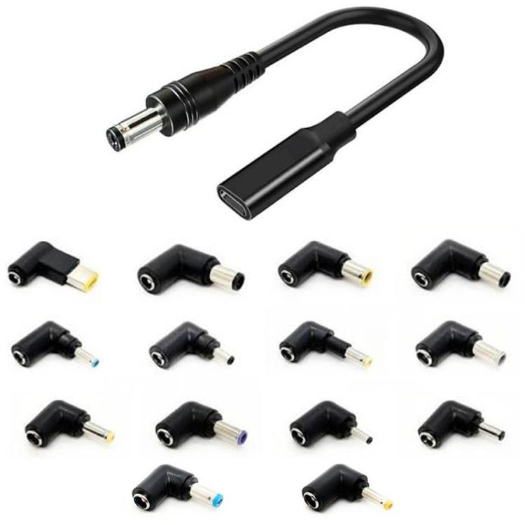 14pcs PA-100W DC Adapters 100W USB-C/Type-C Female to DC Male Cable Adapter Kit, 14 in 1