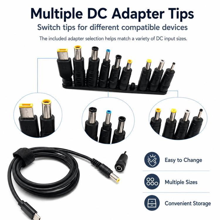 10pcs 1.5m Multifunctional USB-C/Type-C to DC Power Cable PD Fast Charging Power Cord Adapters, 10 in 1
