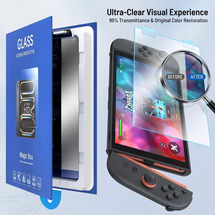 2pcs Book Box Dust-Free Chamber High-Definition Dust-Free Instant Game Console Tempered Glass Film, For Nintendo Switch 2