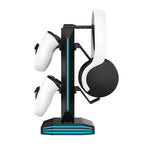 8006 USB Charging Ports 360 Degree Rotatable RGB Gaming Controller Holder Headphone Stand