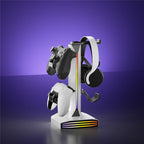 8006 USB Charging Ports 360 Degree Rotatable RGB Gaming Controller Holder Headphone Stand