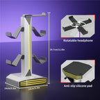 8006 USB Charging Ports 360 Degree Rotatable RGB Gaming Controller Holder Headphone Stand