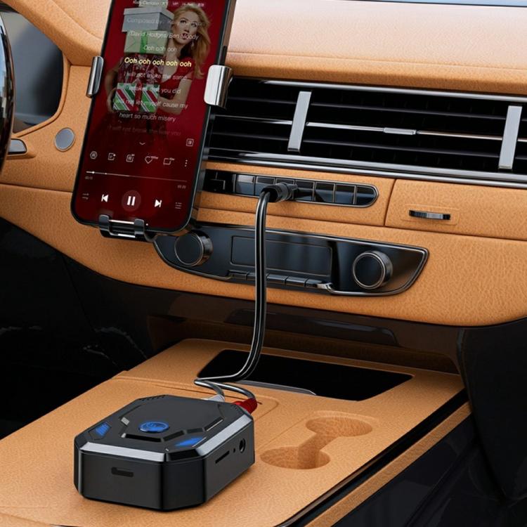 W25 AUX + RCA Dual Port & TF Card Slot Bluetooth 5.4 Audio Transceiver Car Audio Adapter