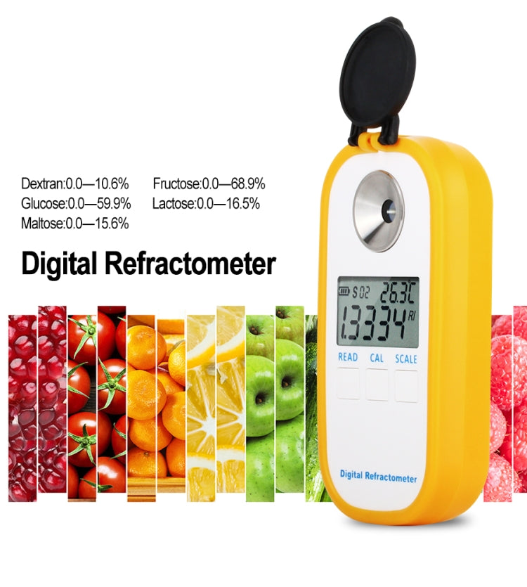 DR103 Digital Refractometer LCD Display Brxi Fruit Juice Sugar Meter Refractometer For Dextran Fructose Glucose Lactose Maltose, DR103