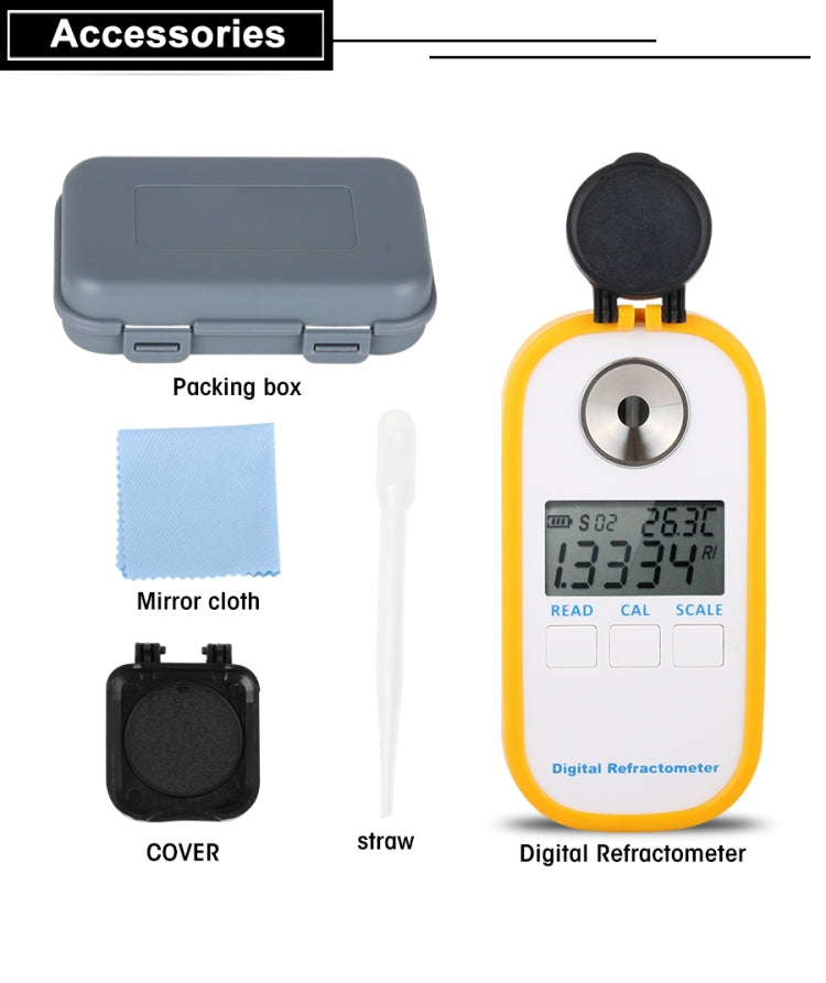 DR103 Digital Refractometer LCD Display Brxi Fruit Juice Sugar Meter Refractometer For Dextran Fructose Glucose Lactose Maltose, DR103
