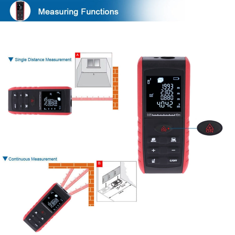 E40 Laser Rangefinder Laser Distance Meter Measuring Device Digital Handheld Tools Module Range 40m Range Finder, E40
