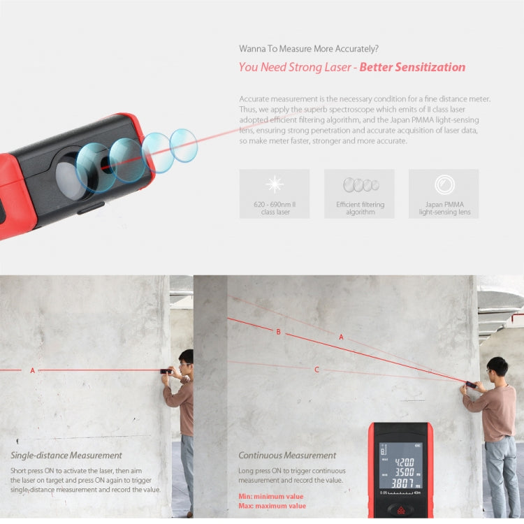 E40 Laser Rangefinder Laser Distance Meter Measuring Device Digital Handheld Tools Module Range 40m Range Finder, E40