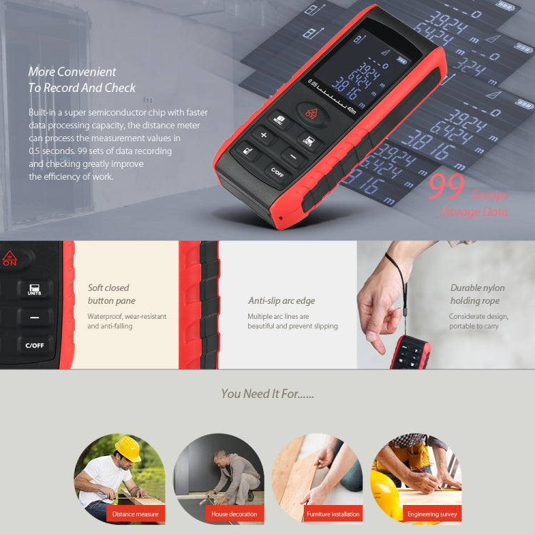 E40 Laser Rangefinder Laser Distance Meter Measuring Device Digital Handheld Tools Module Range 40m Range Finder, E40