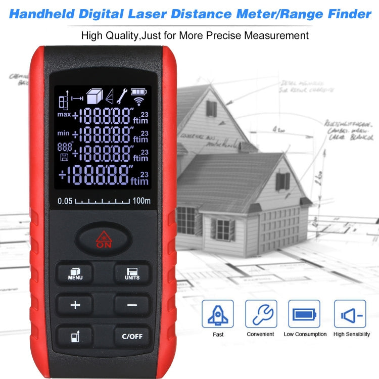 E100 Laser Rangefinder Laser Distance Meter Measuring Device Digital Handheld Tools Module Range 100m Range Finder, E100